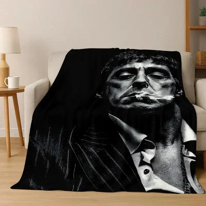 Classic Scarface Tony Montana Film Poster Art Flannel Fleece Blanket, Soft Cozy Warm Lightweight, Room Accessories for Bed/Sofa/Couch, Gift for Movie Fans, Blankets, 30*40Inch（Small For Babies）