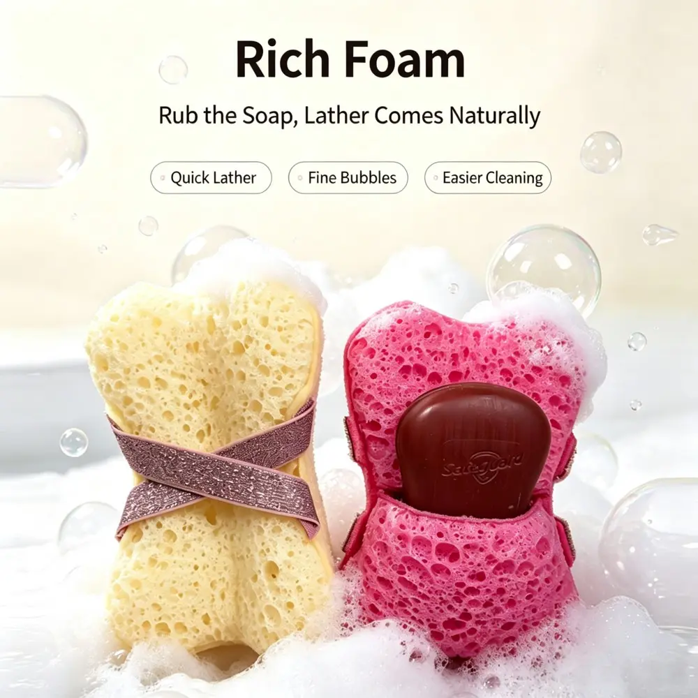 Mesh‑Pocket Soap Holder Sponge, Pack of 2, Rough & Soft Double‑sided Exfoliating Soap Pouch Fits Bar‑Shaped Soap, Inject‑in Soap‑Holding Shower Sponge, Produces Rich Foam for Gentle Deep Skin Exfoliation for Adults, Men, Women and Teenagers
