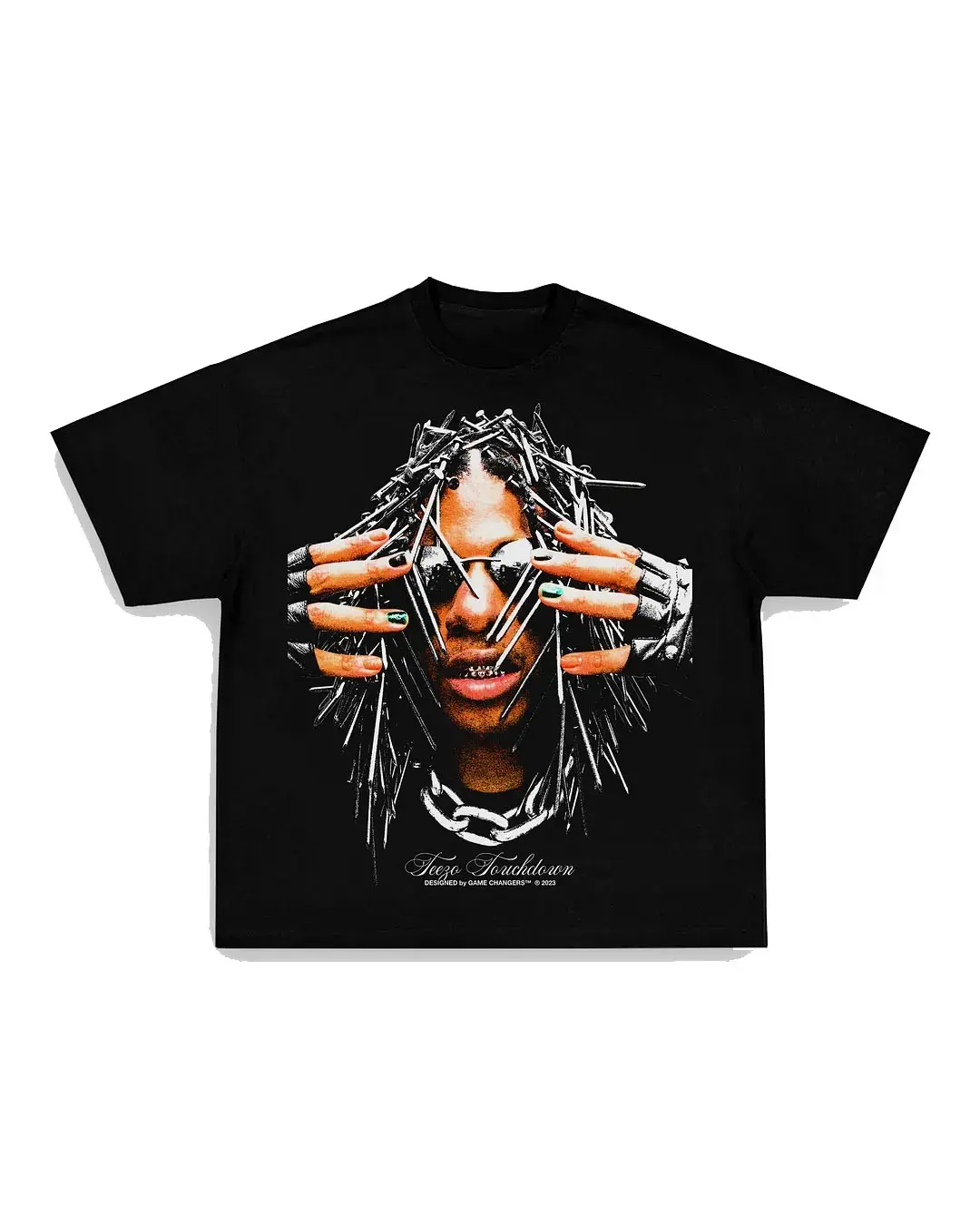 TEEZO TOUCHDOWN TEE Print Short Sleeve T-Shirt Casual Menswear Top Underwear Man Streetwear Tshirt Crewneck Round Neck Tropical.