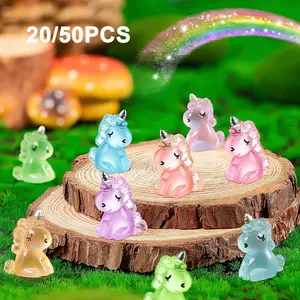 20/50 Night Glow Mini Resin Unicorn Ornaments, Cute Unicorn Decorations for DIY Fairy Garden, Tabletop Decorative Items