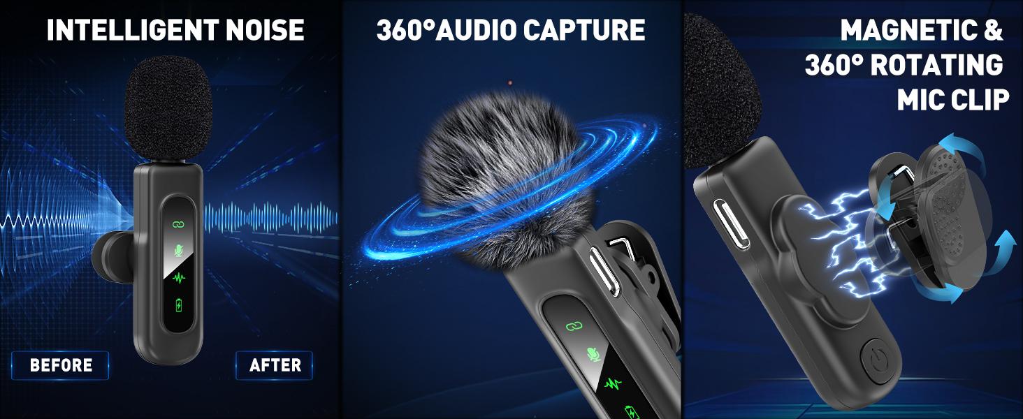 Mini Wireless Lavalier Microphone for iPhone and Android, Lapel Mic with Magnetic Clip-on for Video Recording, Lav Mic with LED Display for Podcasting, Vlogging, Content Creation and Interviews Mini Wireless Lavalier Microphone for iPhone and Android, Lapel Mic with Magnetic Clip-on for Video Recording, Lav Mic with LED Display for Podcasting, Vlogging, Content Creation and Interviews