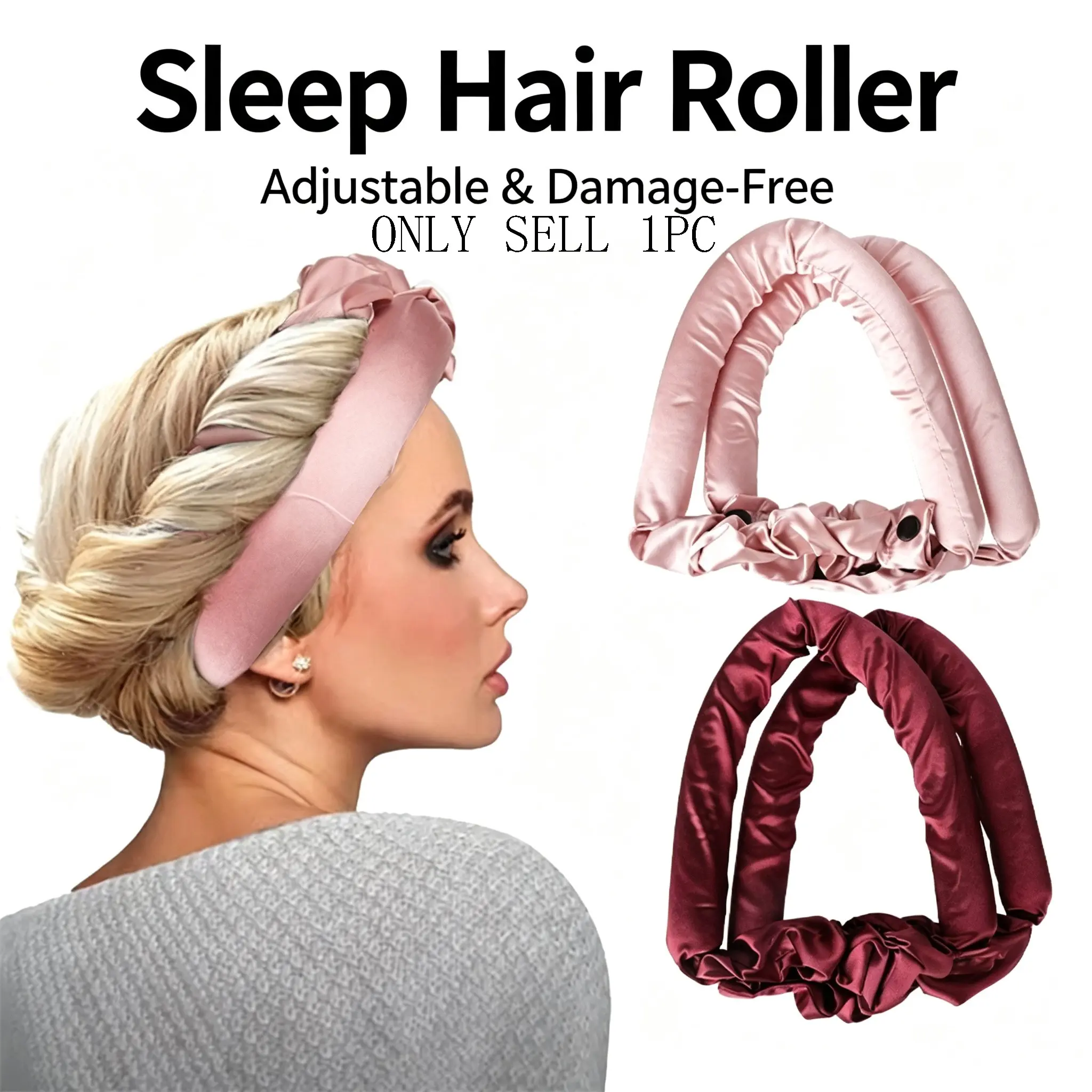 1 PC Women's No Heat Curler, Easy-To-Use Hair Styling Tool, Perfect for Natural Waves, Compact Design for Overnight Hairstyles, Large Waves