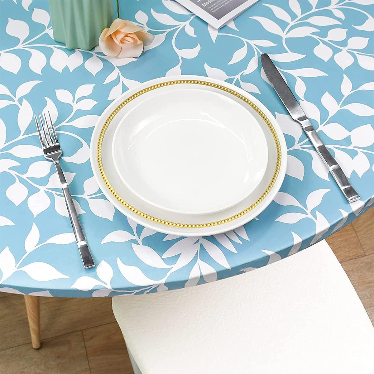 Fitted Round Plastic Vinyl Table Cloth Flannel Backing Elastic Edge Waterproof Table Protector for Dining Room Table Cover Fitted Round Plastic Vinyl Table Cloth Flannel Backing Elastic Edge Waterproof Table Protector for Dining Room Table Cover