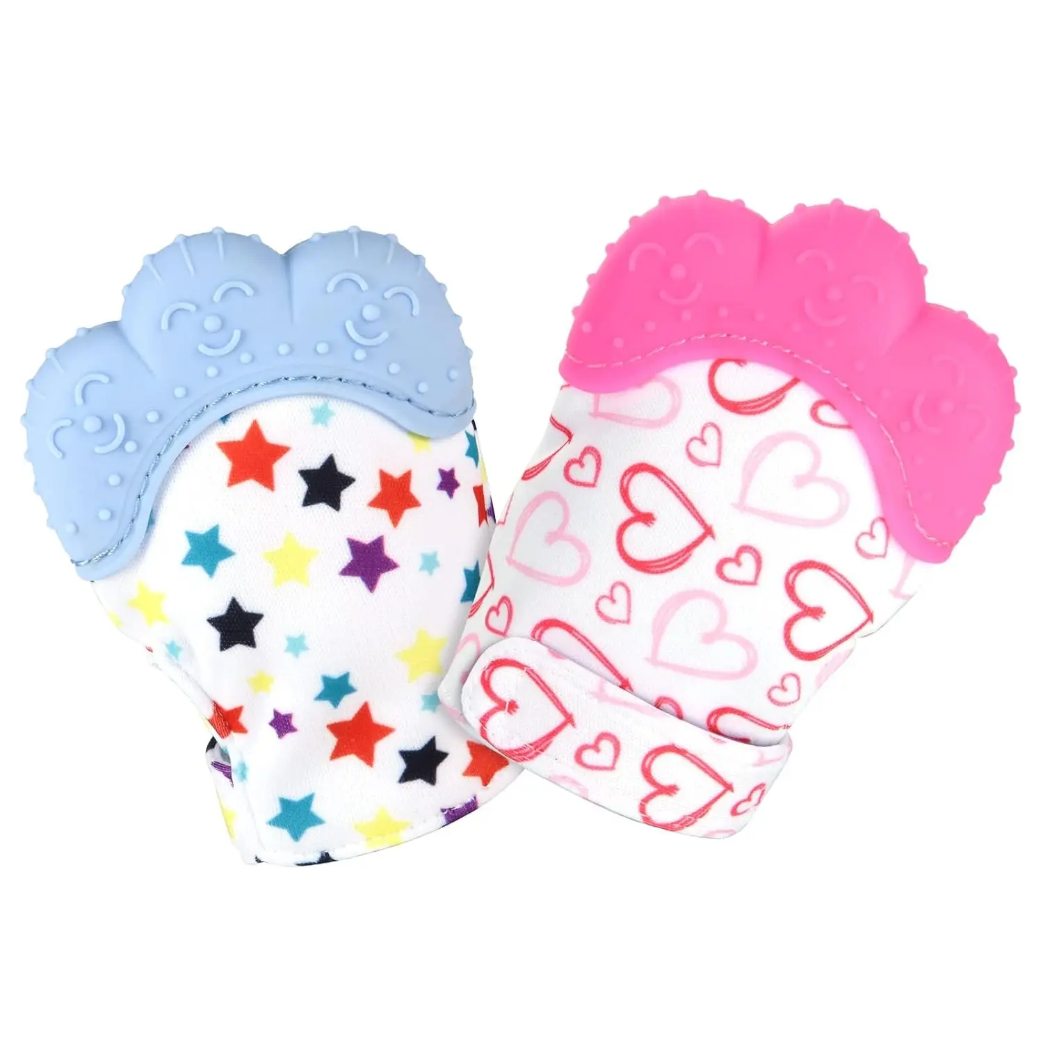2Pack Silicone Teething Mitt, Soothing Infant Teething Mitten for Pain Relief, Prevent Scratches Glove, Safe Silicone Teething Toys for 0-12 Months