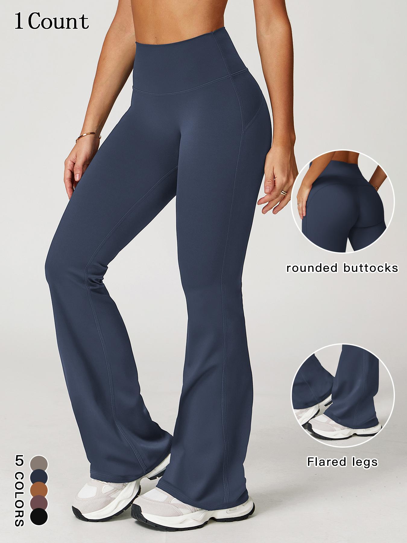 Women's Solid Color Bell Bottom Flare Leg Pants, Casual Comfy Breathable Tight-fitting Yoga Pants, Ladies Bottoms for Indoor Outdoor Wear, Casual Fitted Trousers, Boot Cut Pants