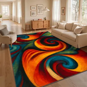 Local Delivery Multi Sizes Velvet Rainbow Multicolor Swirl Fluid Art Decor Rug Washable Non Slip Boho Farmhouse Runner Nursery Indoor Decor Rug