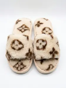 Ergonomic Retro Plush Slip-On Shoes for Women, Fall Winter Home Bedroom Warm Non-Slip Slippers, Japanese Quiet Style