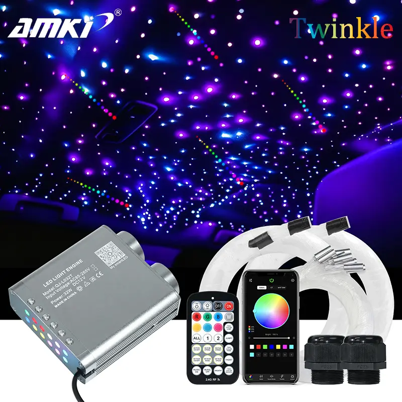32W 2-in-1 Dual Starlight Headliner Kit with Shooting Star, RGBW Music-Synced Fiber Optic Light for Car Starlight Roof,   starlight car roof, Led Lights Car, Car Atmosphere Lamp