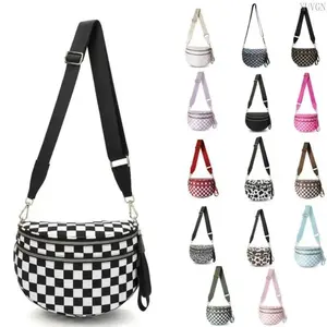 2026 New Women Checkered Nylon Fanny Pack, Trendy Y2K Crossbody Bum Bag, Adjustable Strap Large Capacity Lightweight Sling Belt Purse, Hands-Free Waist Pouch For Street Style Daily Errands Summer Vacations