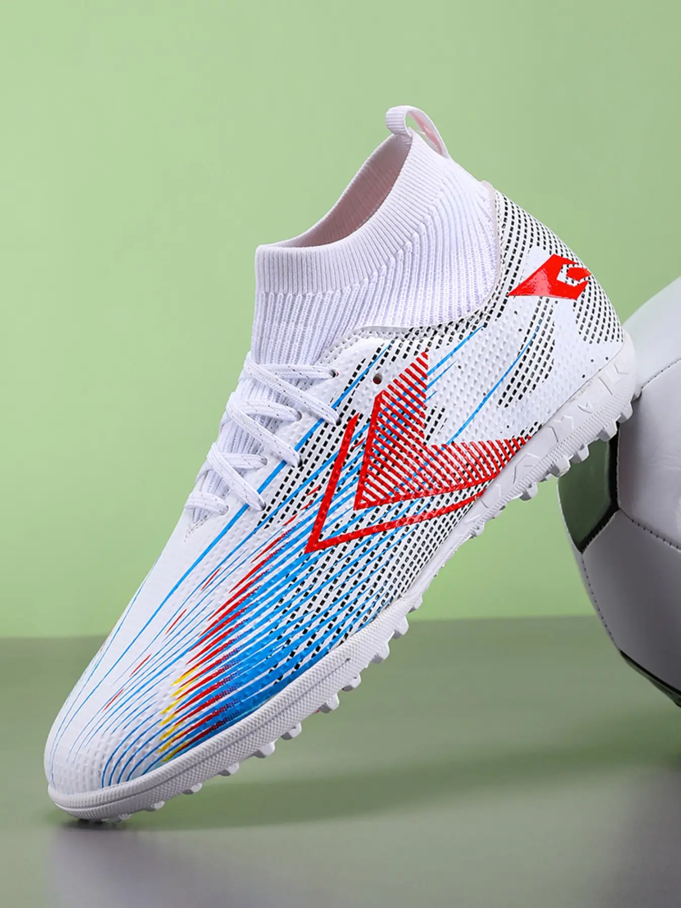 Unisex High-Top Soccer Shoes for Teens, Grass Long Studs, Laces Included, Professional Outdoor Training & Match Shoes, High Grip, Durable Design