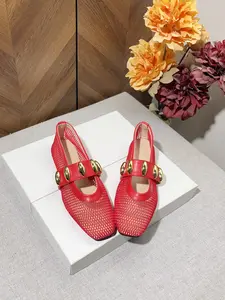 French Mesh Classic Mary Jane Flat Shoes for Women, Vintage Metal Buckle, Breathable Soft Sole, Casual Summer Footwear, Three Colors Available