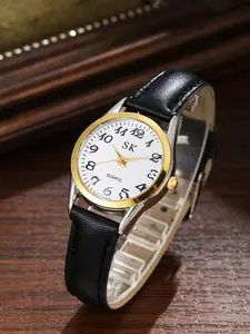 Simple Digital Dial Quartz Watch for Women, Small Dial PU Leather Strap, Clear Large Numbers, Casual All-Season Watch
