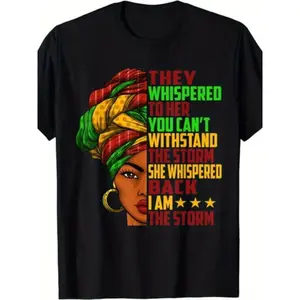 NEWI Am The Storm Juneteenth Black History Month T-Shirt - Unisex Retro Graphic Tee with Storm Phases Design (Past/Education/Strength/Career/Present/Future), Comfortable Casual Wear for Men & Women