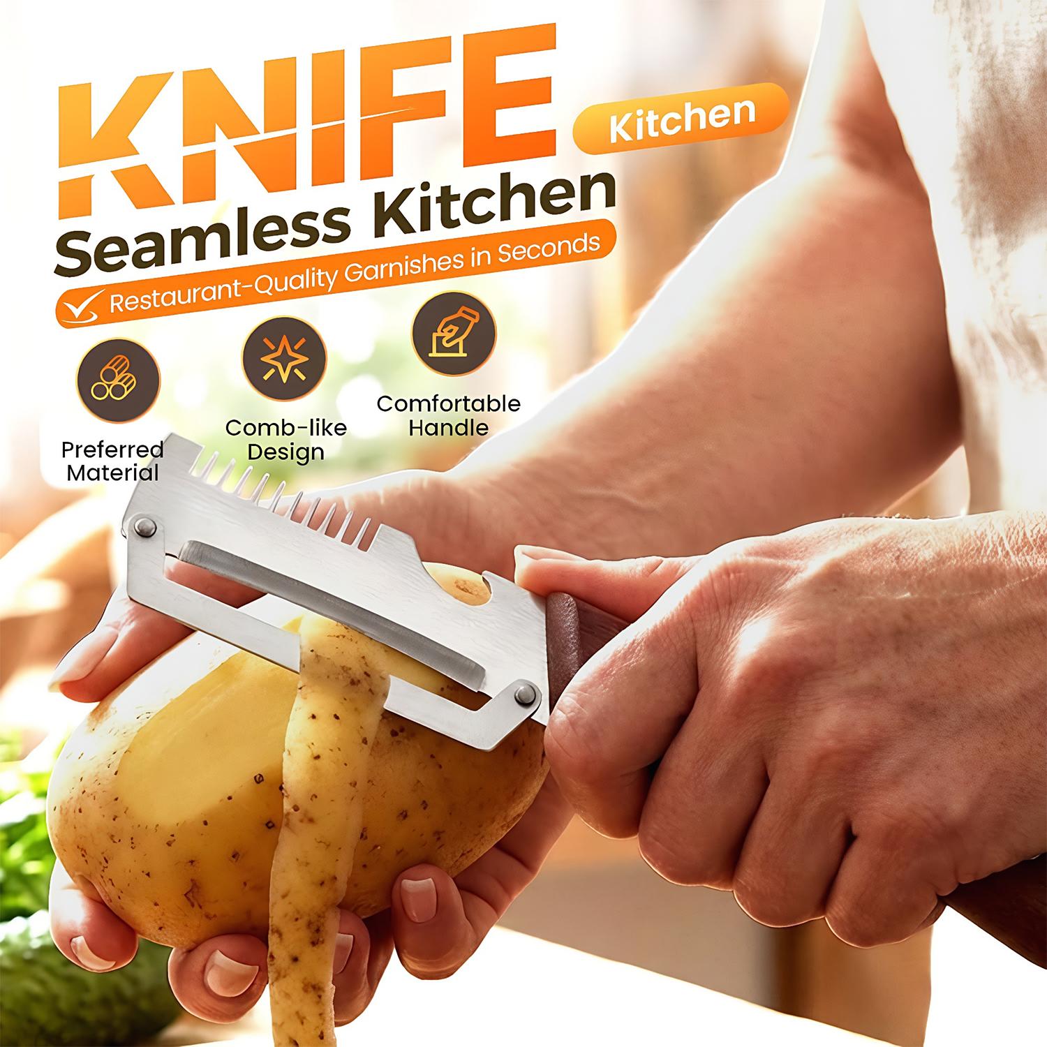 3-in-1 Multi-Function Vegetable Fruit Peeler, Wooden Comfort Grip Handle, Stainless Steel Blade, Julienne Slicer Cutter with Bottle Opener, Dishwasher Safe Kitchen Prep Gadget for Potato