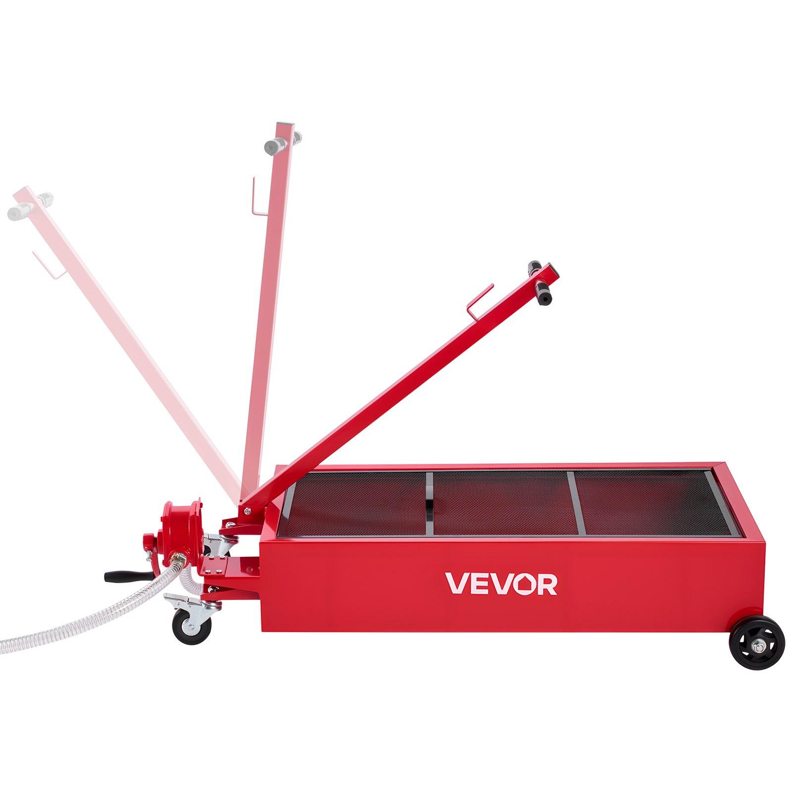 VEVOR Low Profile Oil Drain Pan, 20 Gallon Capacity, Rolling Oil Drain Pan with Manual Pump, 7.2 ft Hose & T Folding Handle, Leak-proof & Corrosion-resistant, Fit for Cars, SUVs, Trucks, ATVs, Red VEVOR Low Profile Oil Drain Pan, 20 Gallon Capacity, Rolling Oil Drain Pan with Manual Pump, 7.2 ft Hose & T Folding Handle, Leak-proof & Corrosion-resistant, Fit for Cars, SUVs, Trucks, ATVs, Red