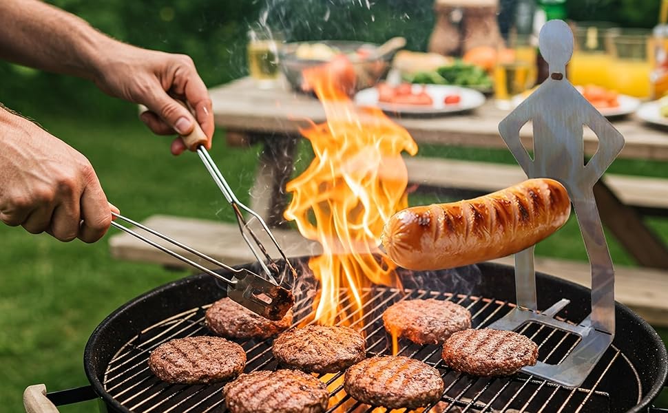 2PCS/4PCS/6PCS Fun BBQ Grill Men's Hot Dog Rack Stainless Steel Sausage Rack for Barbecue Camping and Parties Black 2 Piece Portable Reusable Kitchenware Food Material Stable Base Funny Shape