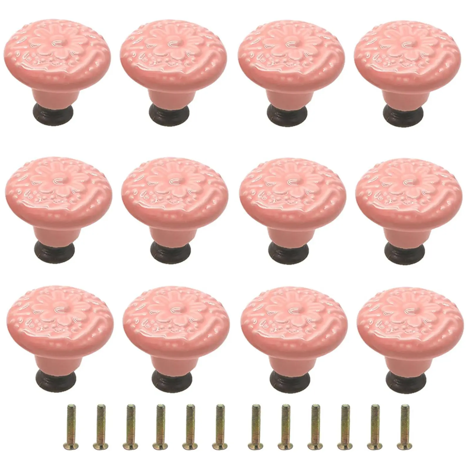 12Pcs Ceramic Cabinet Knobs Vintage Round Drawer Pulls, Retro Decorative Handles for Kitchen Cabinets, Drawers, Cupboards & Closet Doors