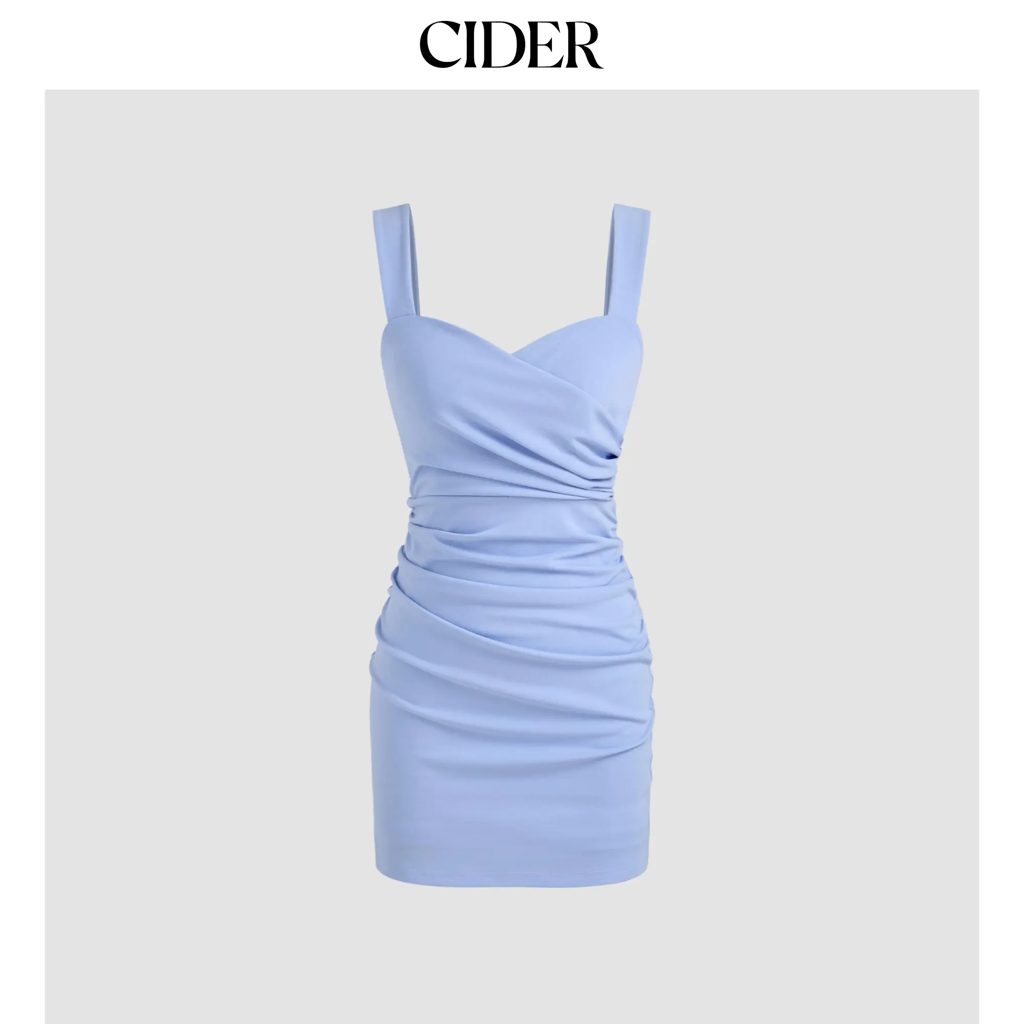 Cider [size 0-10] Square Neck Solid Ruched Mini Dress SohoChic