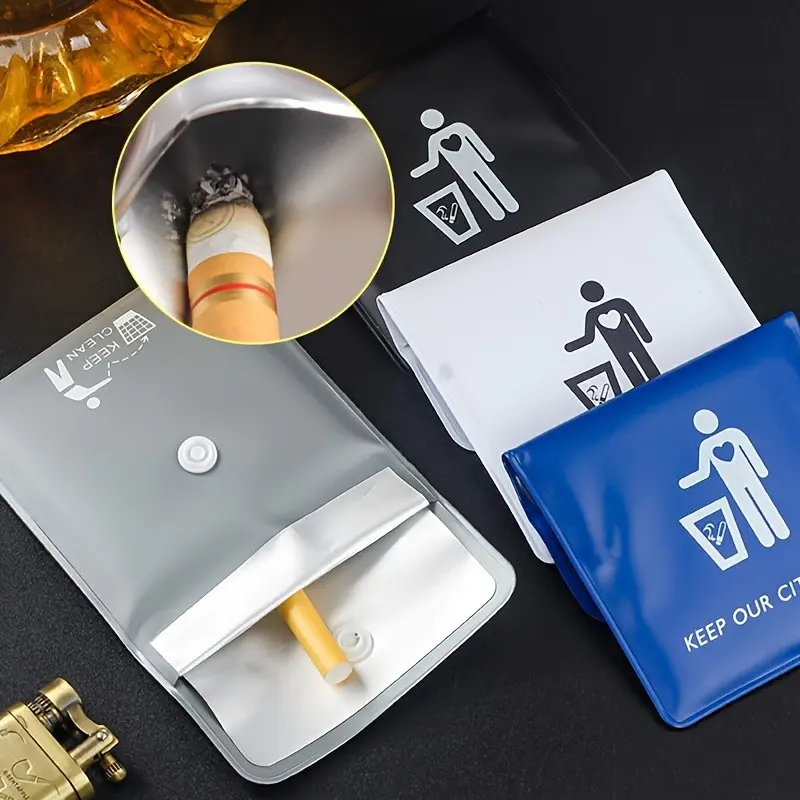 Portable Ashtray, Random Color, Outdoor Travel Ashtray, Cigarette Butt Storage Bag, Compact Smoke Holder, Ideal for Hiking & Camping