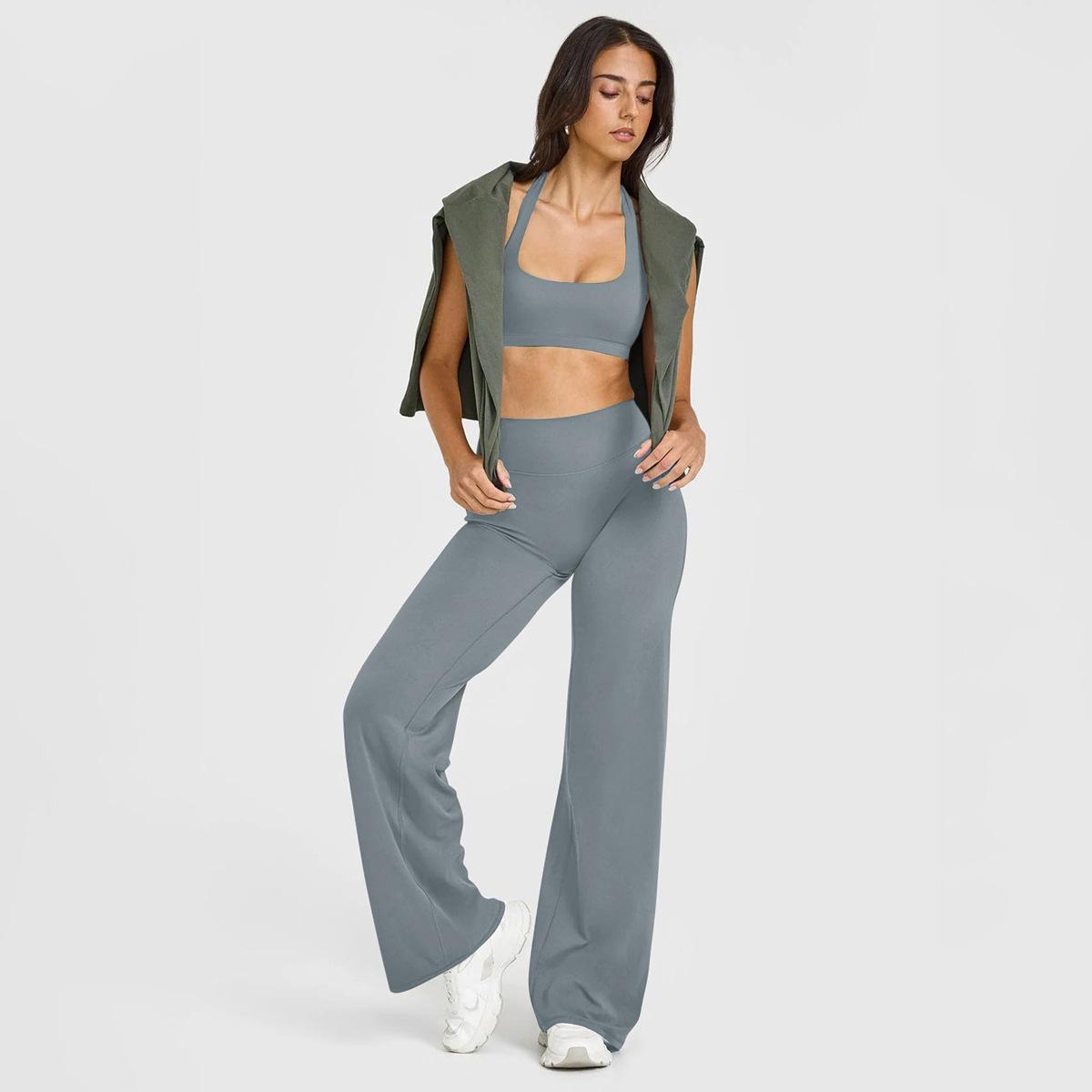 Tight-Fitting Wide-Leg Yoga Pants, Butt-Lifting Peach Butt High-Waisted Straight-Leg Sports Fitness Pants For Women