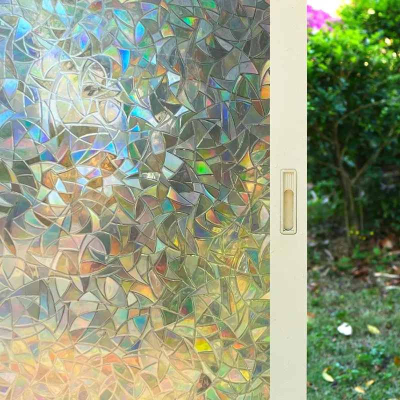 Static Cling Decorative Frosted Window Film, Rainbow Design Glass Sticker, Casual Style, Printed, No Ca Prop 65, Window Sticker