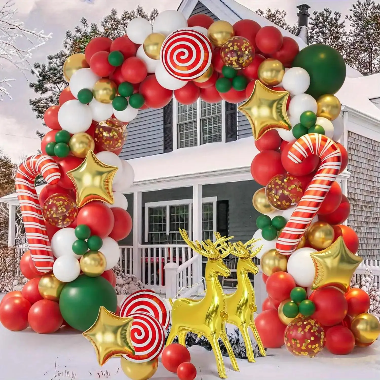 140pcs Christmas Balloon Arch Set, Suitable for Christmas Celebrations, Birthday Parties, Holiday Parties and Other Decorations