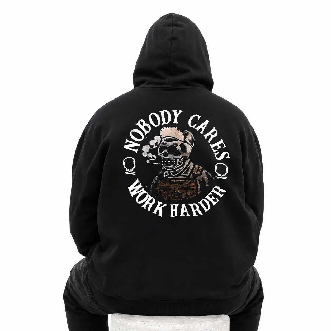 Men's Motivational Hoodie with "NOBODY CARES WORK HARDER" Work Ethic Graphics - Heavy-Duty Oversized Tops, Kangaroo Pocket, Machine Washable (No Dryer), for Workouts & Casual Winter Wear, Hoodies, Mens Gifts