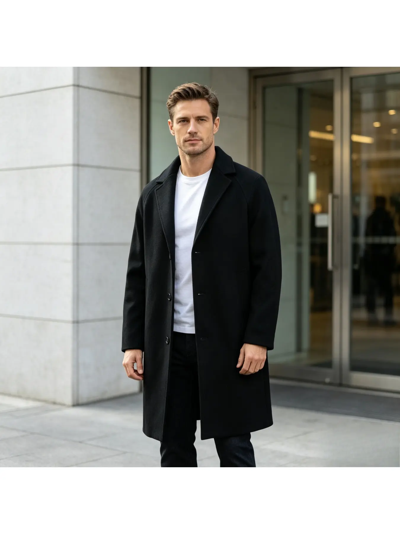 Men's Casual Trench Coat Slim Fit Notched Collar Long Jacket Overcoat Single Breasted Pea Wih Pockets Mens Blazer Black Suit Jacket for Men Spring Jackets Casual Stylish Gifts winter Coat Topcoat Coats Peacoat Men's Goth chaqueta Hombre Trench