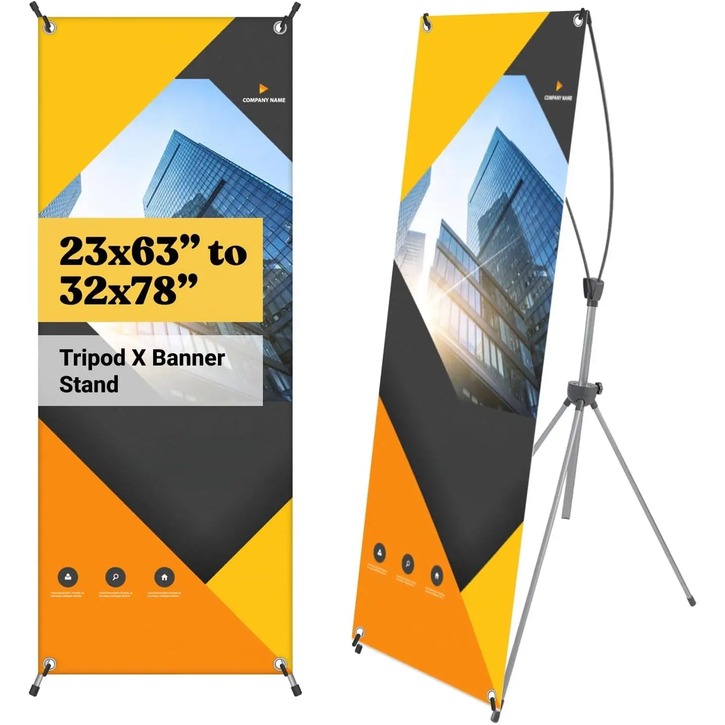 Reinforced Block Adjustable Tripod X Banner Stand, 23 x 63 to 32 x 78 Inch, Portable Travel Bag, Bigger,  Adaptable, Trade Show Exhibition -  (Pack of 1)