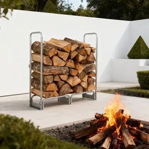 Heavy Duty 8.5FT Steel Firewood Rack with 600D Waterproof Cover – 800lb Capacity – Elevated Outdoor & Indoor Log Storage – Durable Black Holder