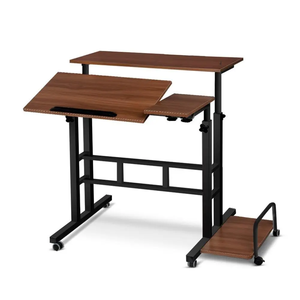 GARVEESmall Standing Desk with Wheels, Mobile Stand Up Desk, Portable Standing Table on Wheels for Walking Pad, Rolling Tall Computer Table Adjustable Height for Home Office School