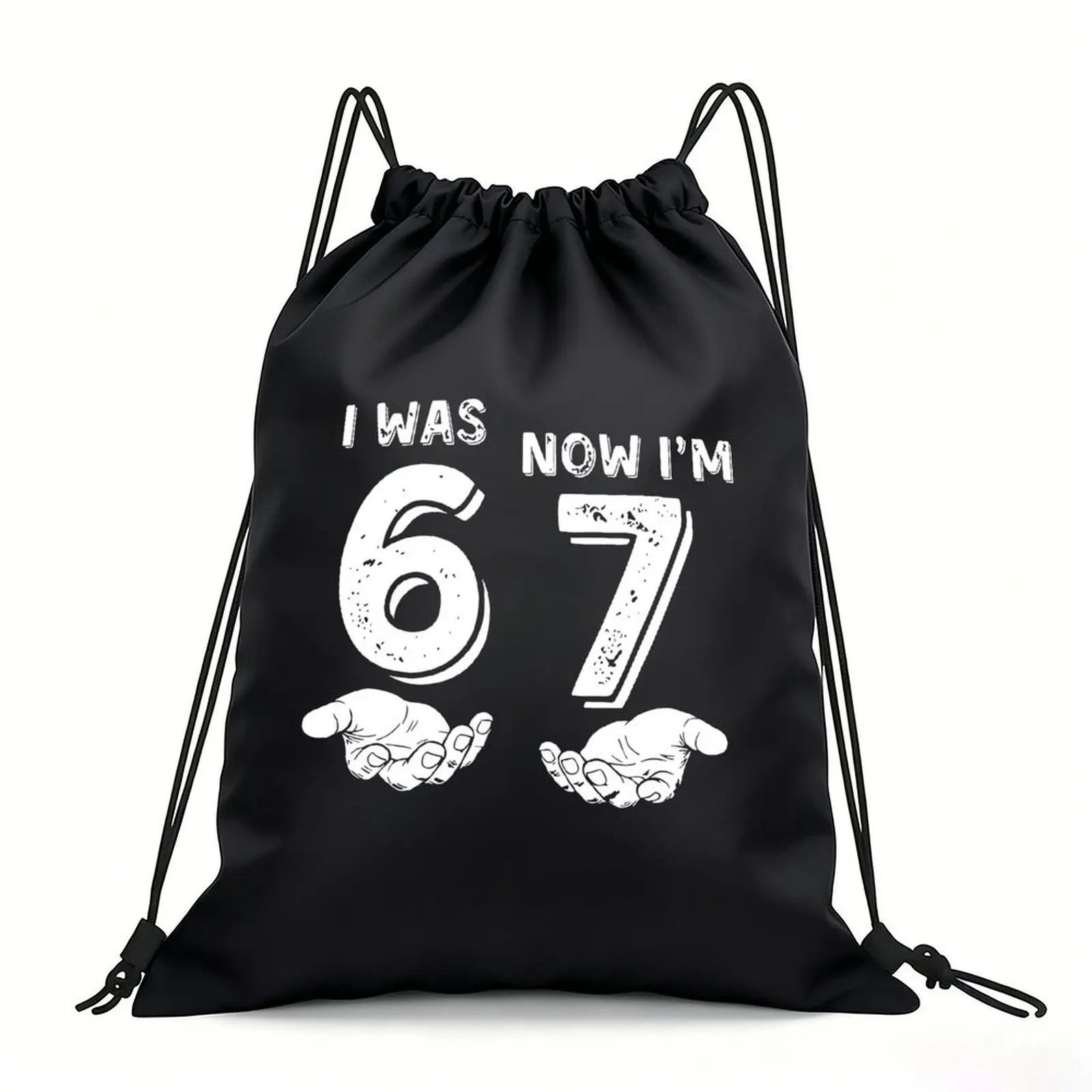 Portable Drawstring Sack Bag with Custom Graphic Print, Waterproof Polyester String Backpack for Gym Workout Swimming Hiking
