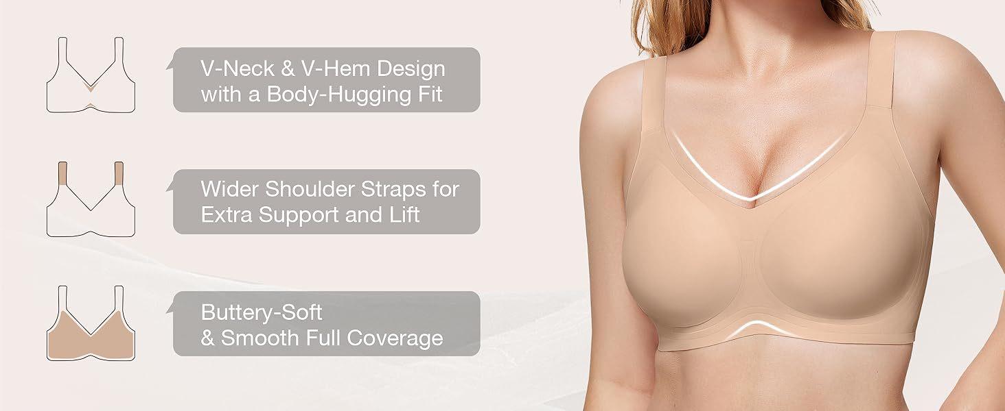 LetsJoli Women's Wirefree Bra, Full Coverage & Push Up Support Comfort Plus Size Bra