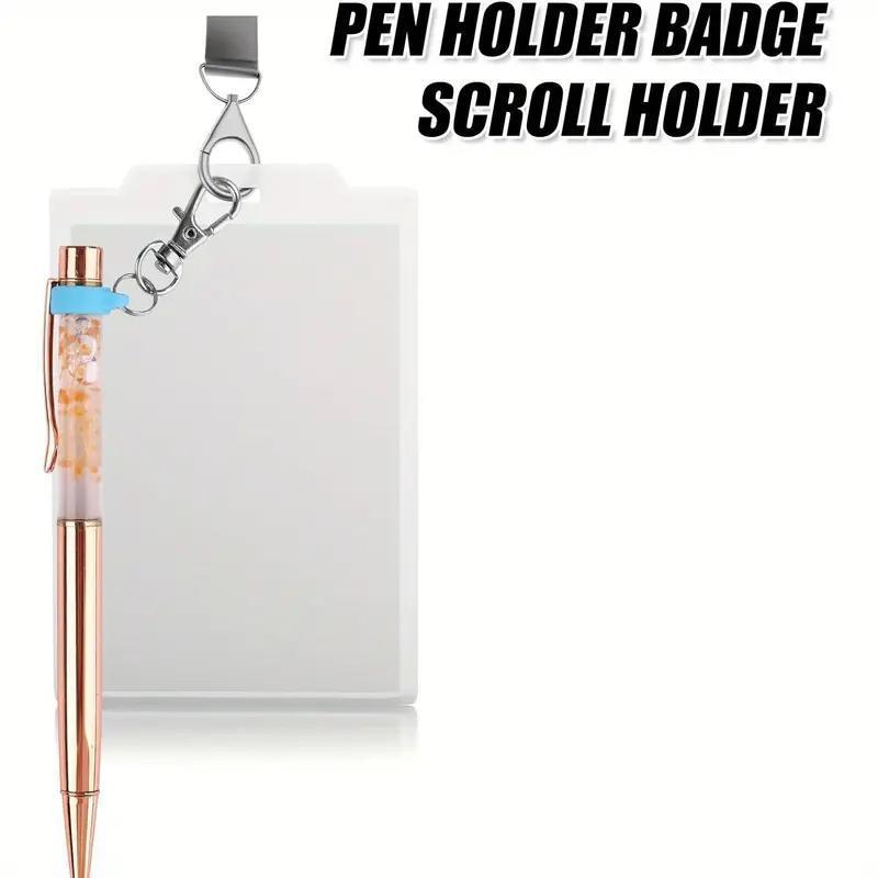 Pen Holder with Badge Reel Clip, Retractable Badge Holders, 6 Counts Durable Silicone & Zinc Alloy Pen Clip without Pen, Assorted Color Stationery & Supplies for Home School Office