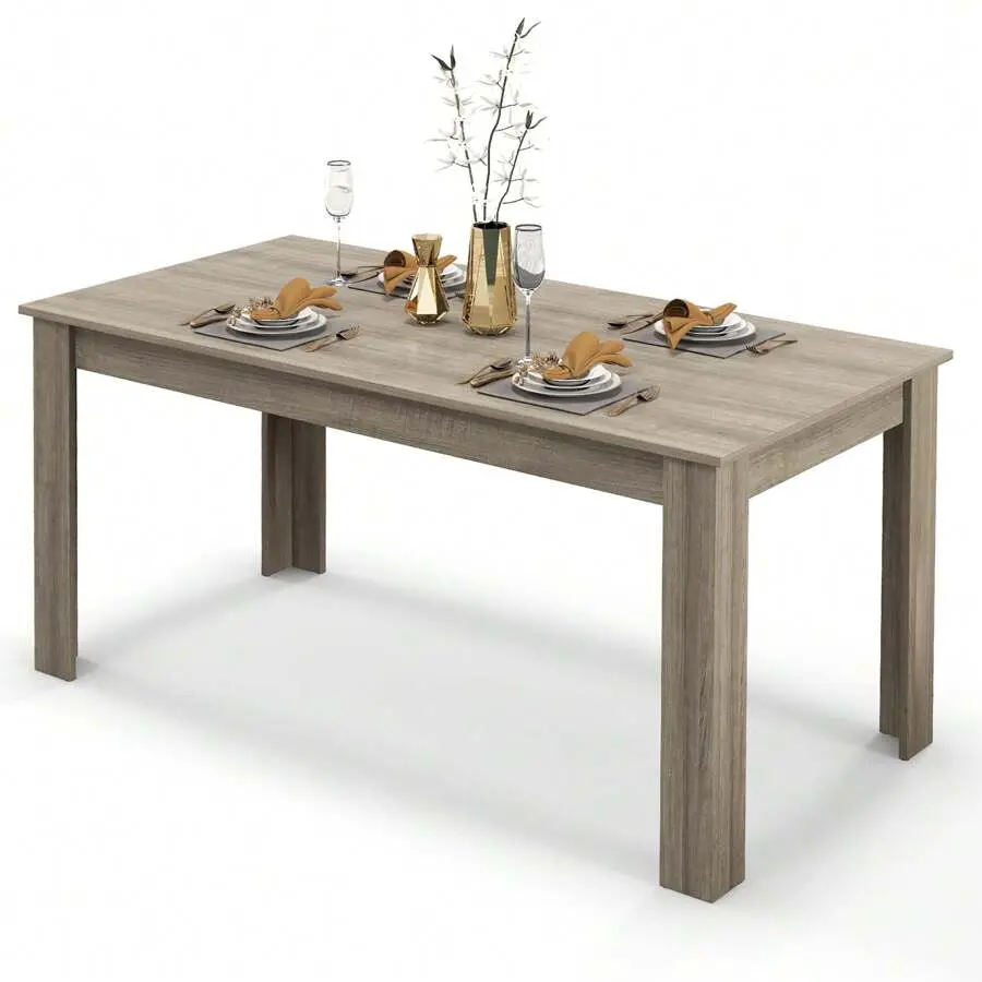 63"x31.5" Rectangular Modern Minimalist Dining Table, Engineered Wood Large Surface Indoor Home Furniture for 6 People