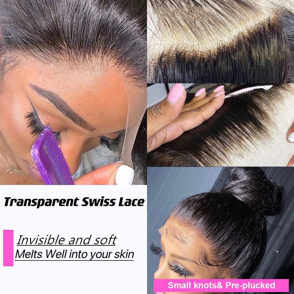 Bling Hair 30 Inch 360 HD Full Lace Front Wig Straight Human Hair Body Wave Transparent Lace Front Wigs Brazilian 180 Density Pre Plucked Drawstring Hidden Strap For Women