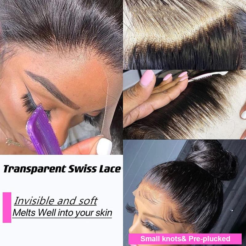 Bling Hair 30 Inch 360 HD Full Lace Front Wig Straight Human Hair Body Wave Transparent Lace Front Wigs Brazilian 180 Density Pre Plucked Drawstring Hidden Strap For Women