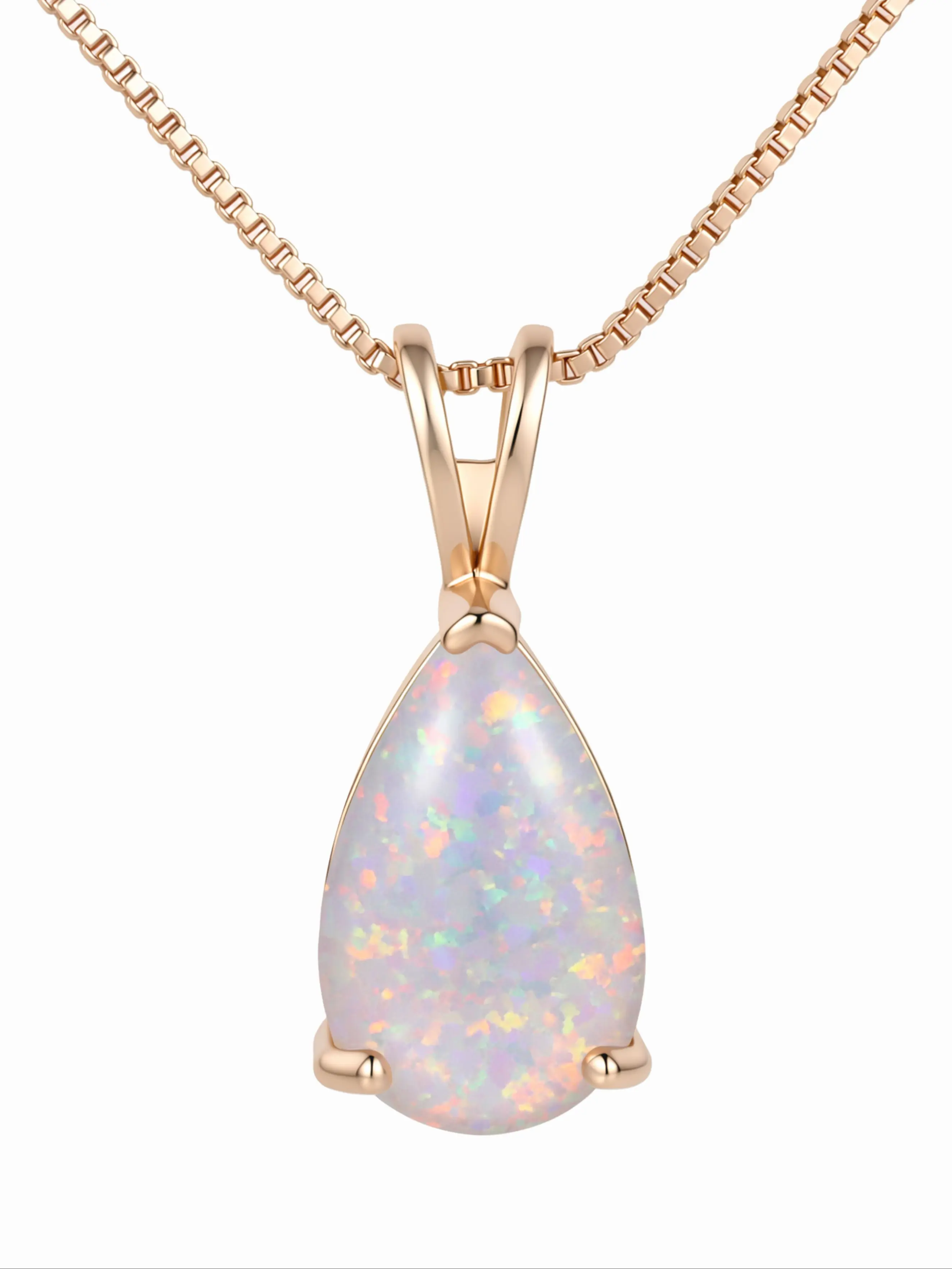 Water Drop Opal Pendant Necklace, Elegant Classic Style, Multi-Color Options, Champagne Gold Plated, Pear-Shaped Synthetic Opal, Women's Jewelry Gift, Outfit