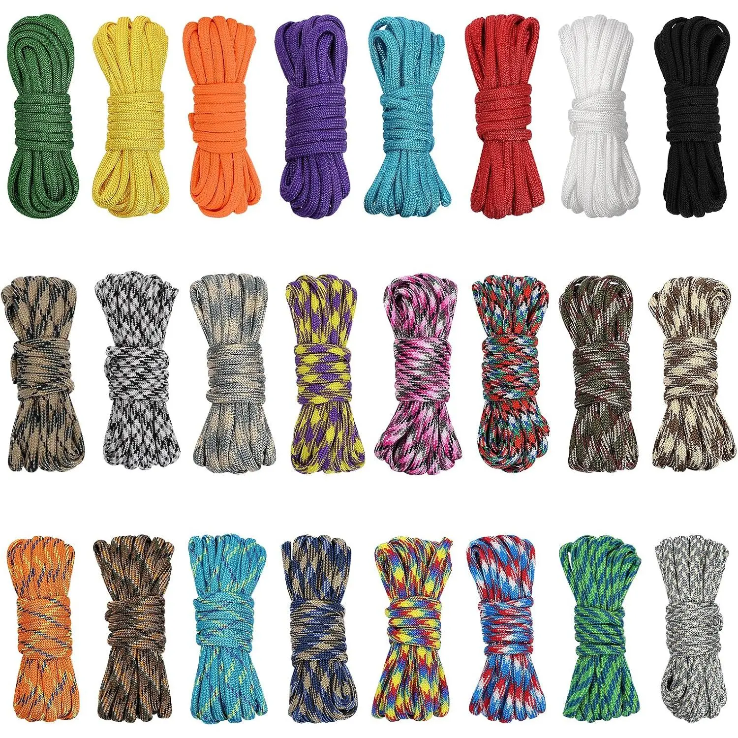 24 Multi-Colors Nylon Paracord Crafting Kit, 550lb Multifunction Outdoor Gear for Beginners Easy Craft - Make Lanyards, Bracelets, Collars (10pcs), Diy Projects