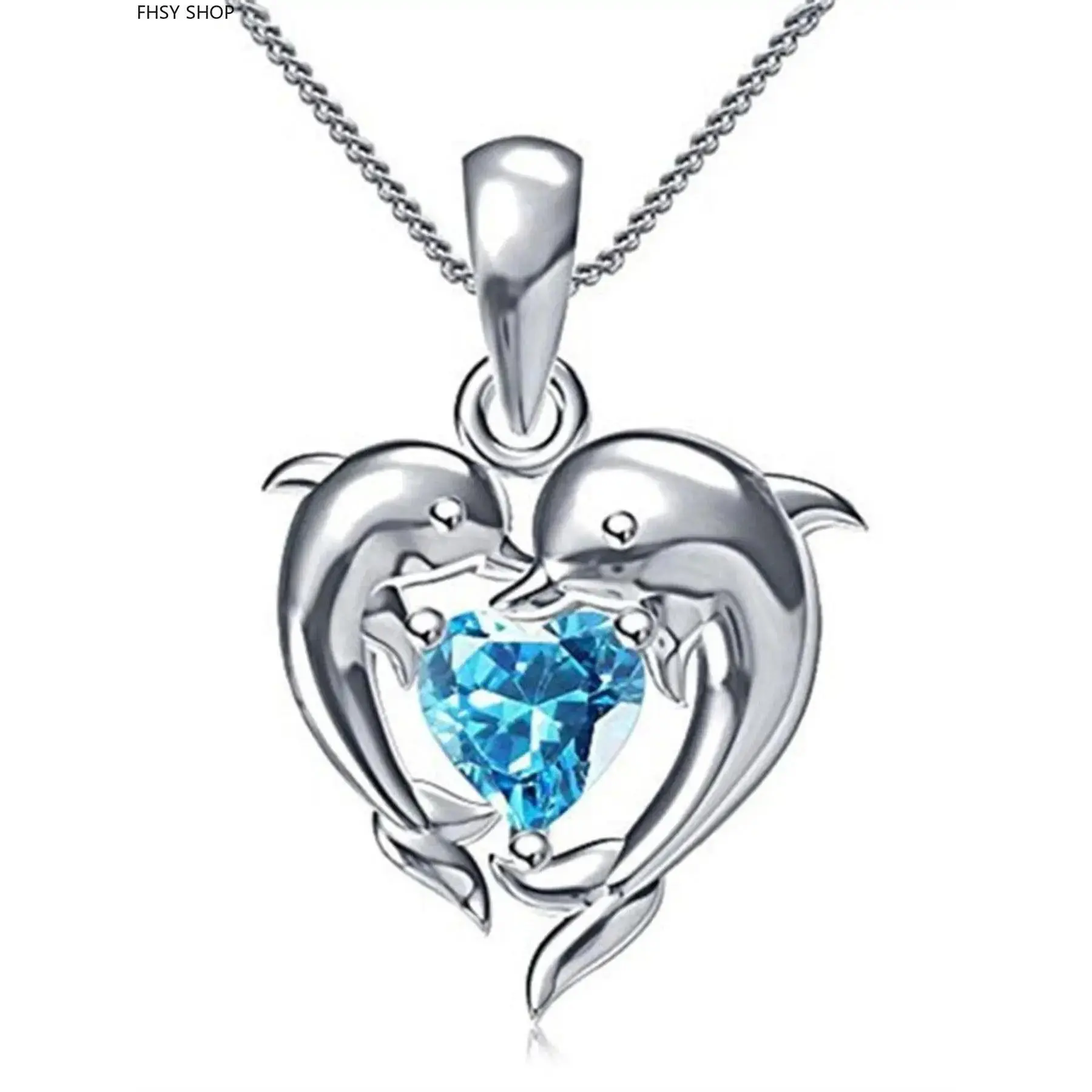 Women's Elegant Heart Shaped Dolphin Design Pendant Necklace, Stainless Steel Jewelry, Daily Wear Necklace for Party, Daily Decor for Girl, Love Heart Necklace, Trendy All-match & Exquisite Chain Jewelry for Birthday Gift, Valentine's Day, Gift