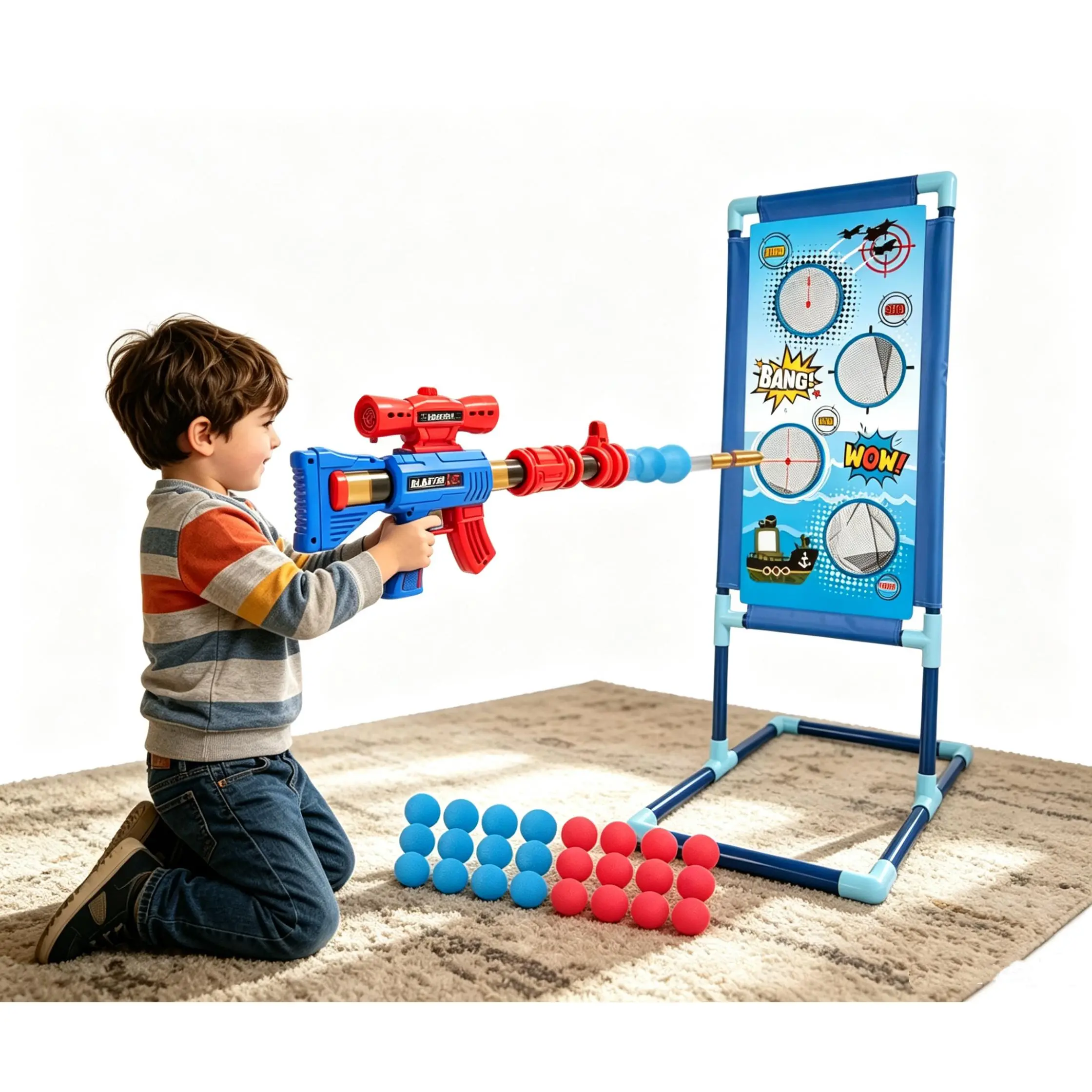 Air-powered soft-ball gun!Safety foam bullet, no harm, boy vs shooting toy, super fun parent-child interaction