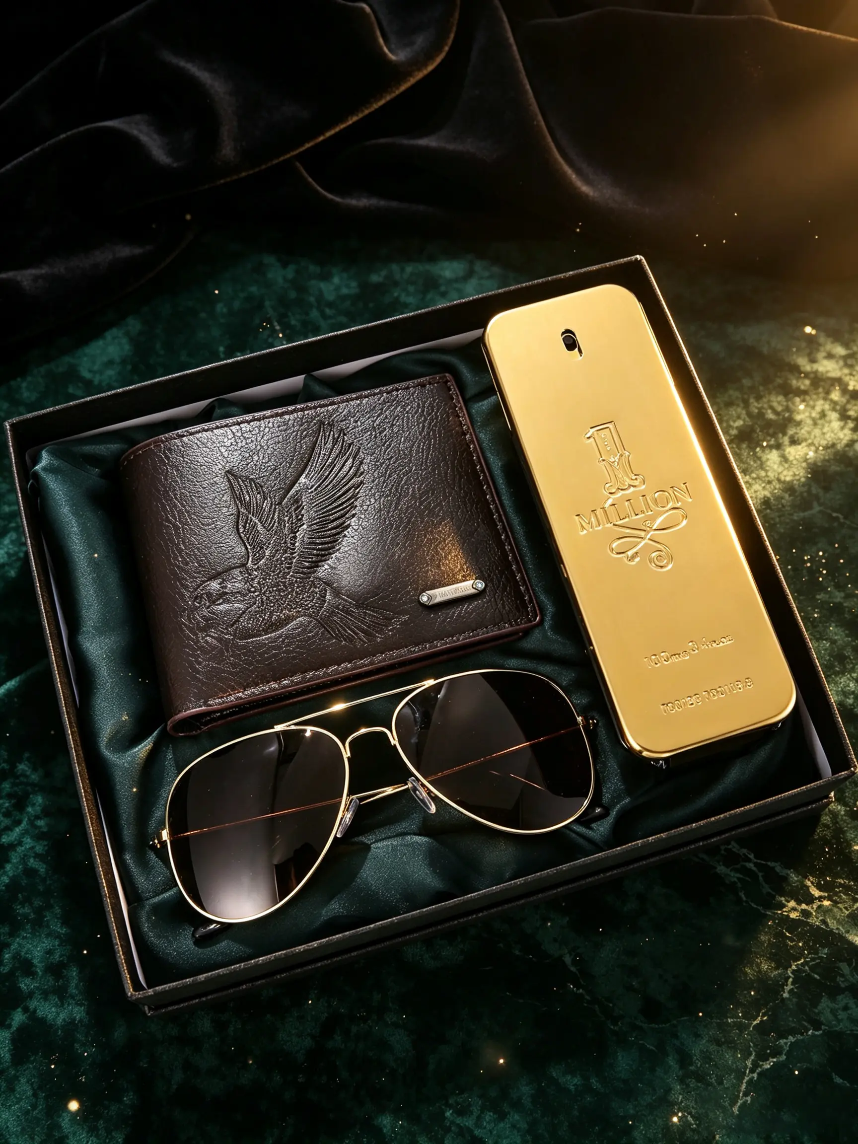 3pcs Men's Business Fashion Set, PU Leather Tool Bag, Perfume Wallet, Sunglasses, Perfect Gift for Father's Day, Christmas, Birthday