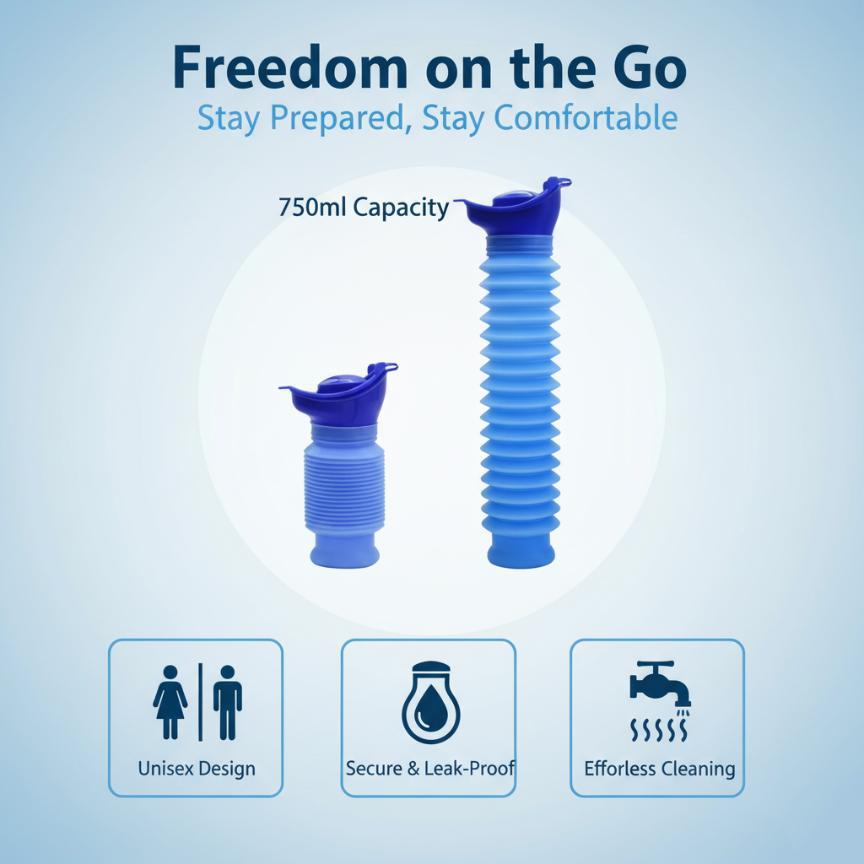 1set Urinal Car Urinal Bucket Outdoor Standing Urine Emergency Travel Portable Reusable Shrinkable Camping Toilet Urine Leak