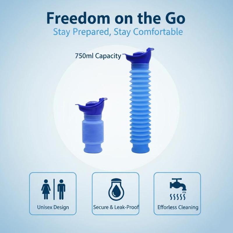 1set Urinal Car Urinal Bucket Outdoor Standing Urine Emergency Travel Portable Reusable Shrinkable Camping Toilet Urine Leak