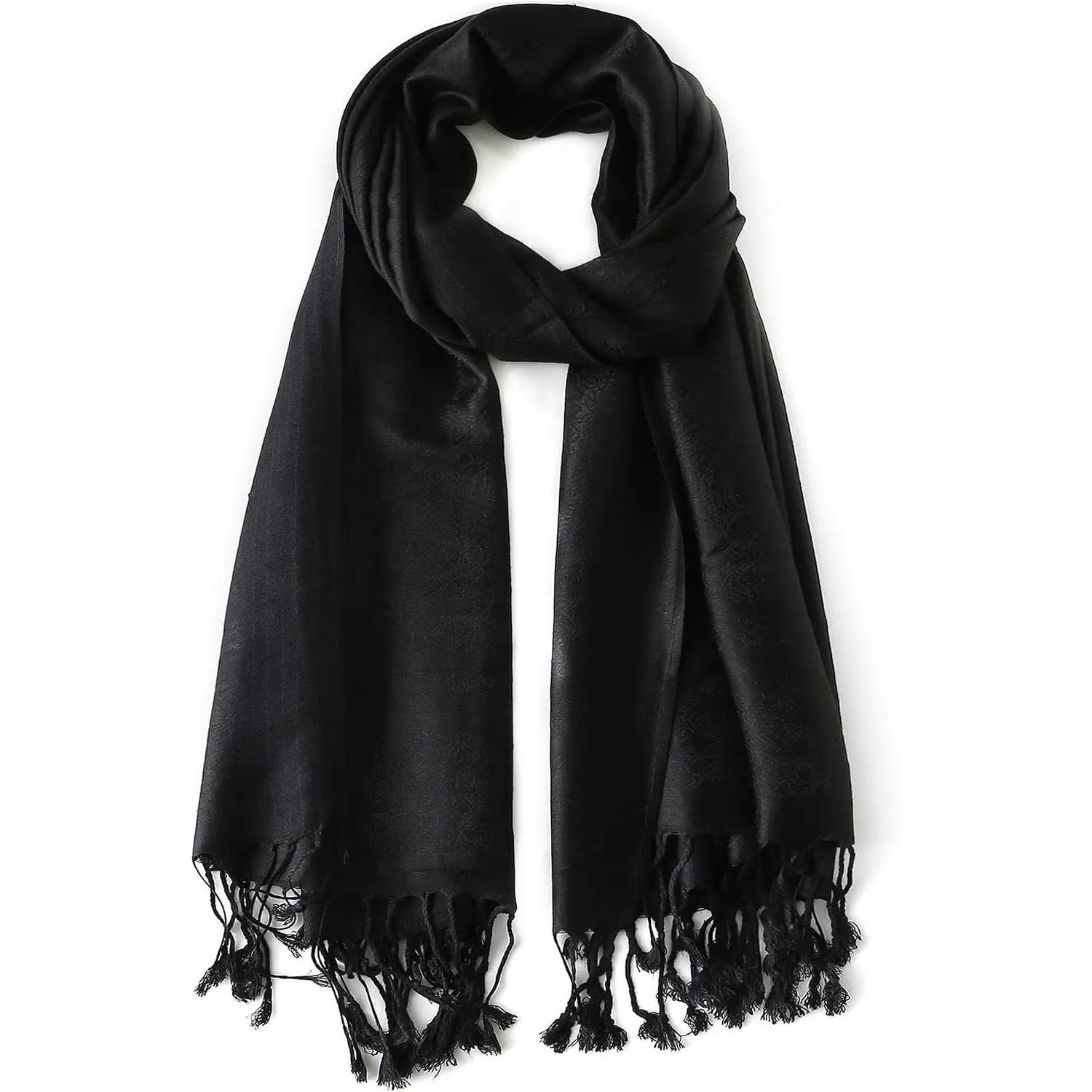 Two Tone Silky Paisley Pashmina Shawl Scarf, Soft Women's Jacquard Pashmina Wrap Scarf(Gift)