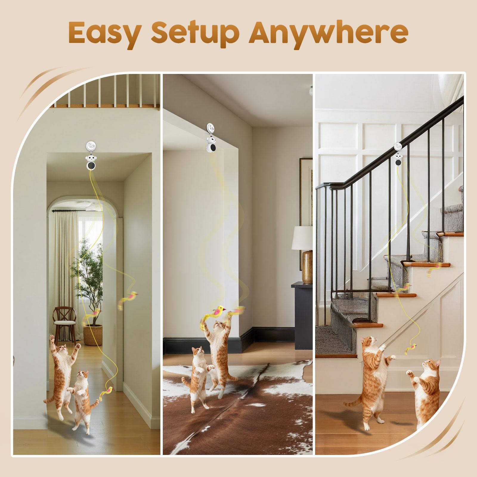 360 °   Cat Laser Interactive Toy Automatic Rotation Indoor Electric Bird Feather Magic Stick Toy with Automatic Continuous Entertainment
