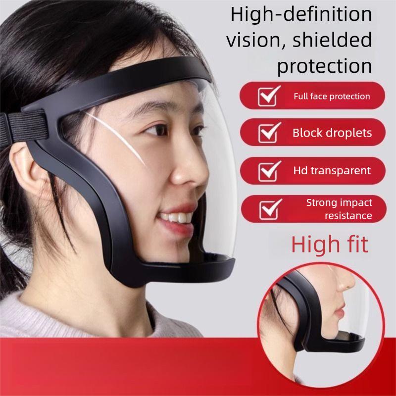 Highly Transparent Protective Face Shield Anti-Fog Anti-Dust Full-Face Hood Anti-Splash Daily Eye Protection for Adults Unisex Adjustable Design Durable Plastic Heat Impact Resistant Easy Drawstring Closure