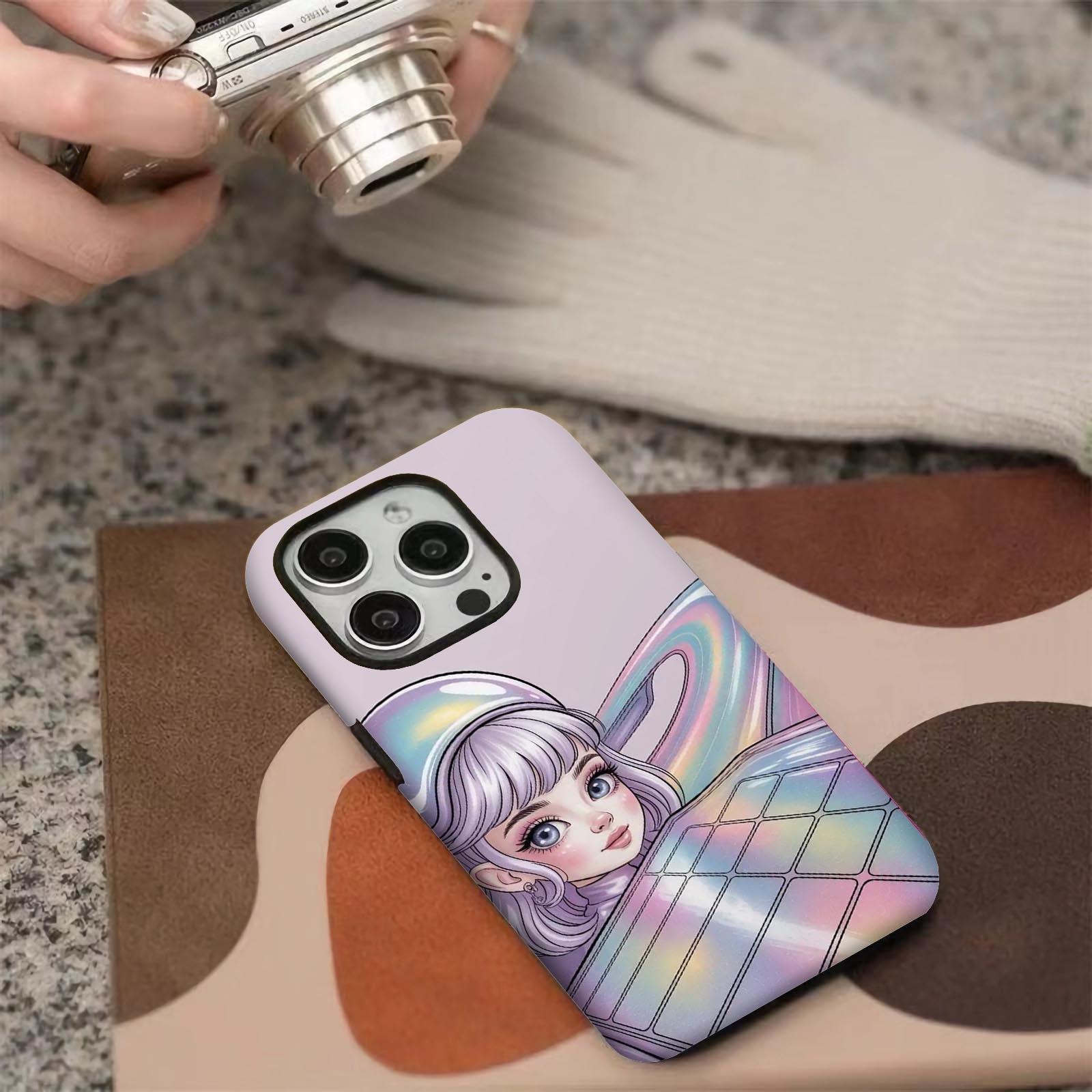 Holographic, headphones, pastel Soft And Hard Two-In-One Film Printed Full Pattern Case For IPhone 16 15 14 13 1211 Pro Max Plus Phone Case