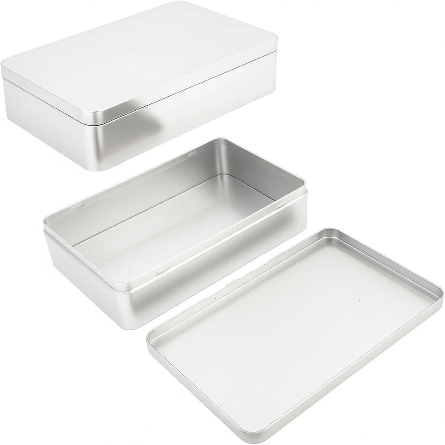 2 count Rectangular Tin Box Containers, , 8.5 x 5.3 x 1.9 in | Empty, For , Jewelery &  Organization
