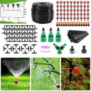 164FT Complete Drip Irrigation Kit, Automatic DIY Garden Watering System, Misting & Drip Dual Watering Modes, Easy Installation Irrigation Set for Greenhouse, Flower Bed, Patio Lawn & Vegetable Garden